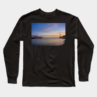 Enjoying sunset with Kanmon Bridge at Kanmon Straits Long Sleeve T-Shirt